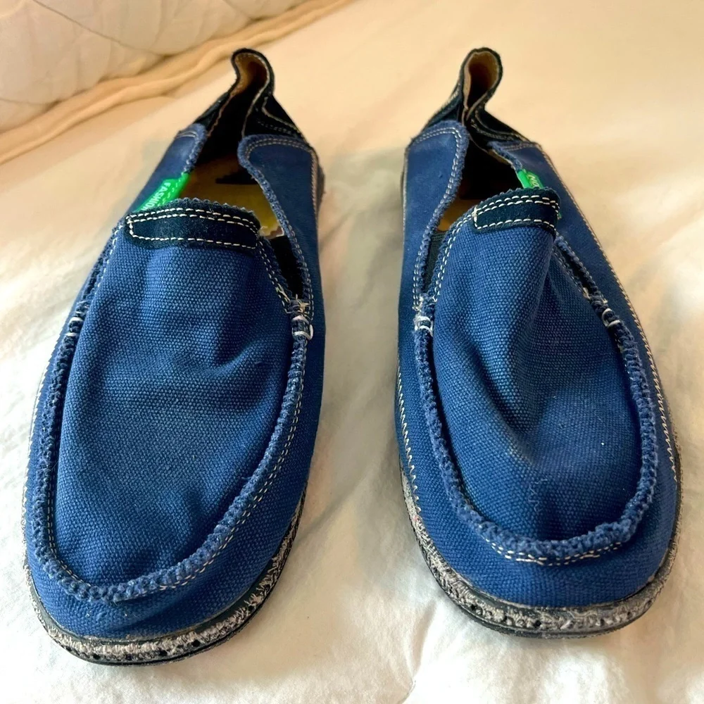 Mens Casual Cloth Shoes Canvas Flat Slip-on Loafers Outdoor Boat Shoes Blue Sz 8
